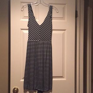 Loft Black and White Dress with Criss Cross Back.S